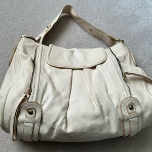 Kooba Cream Shoulder Bag with Gold Accents